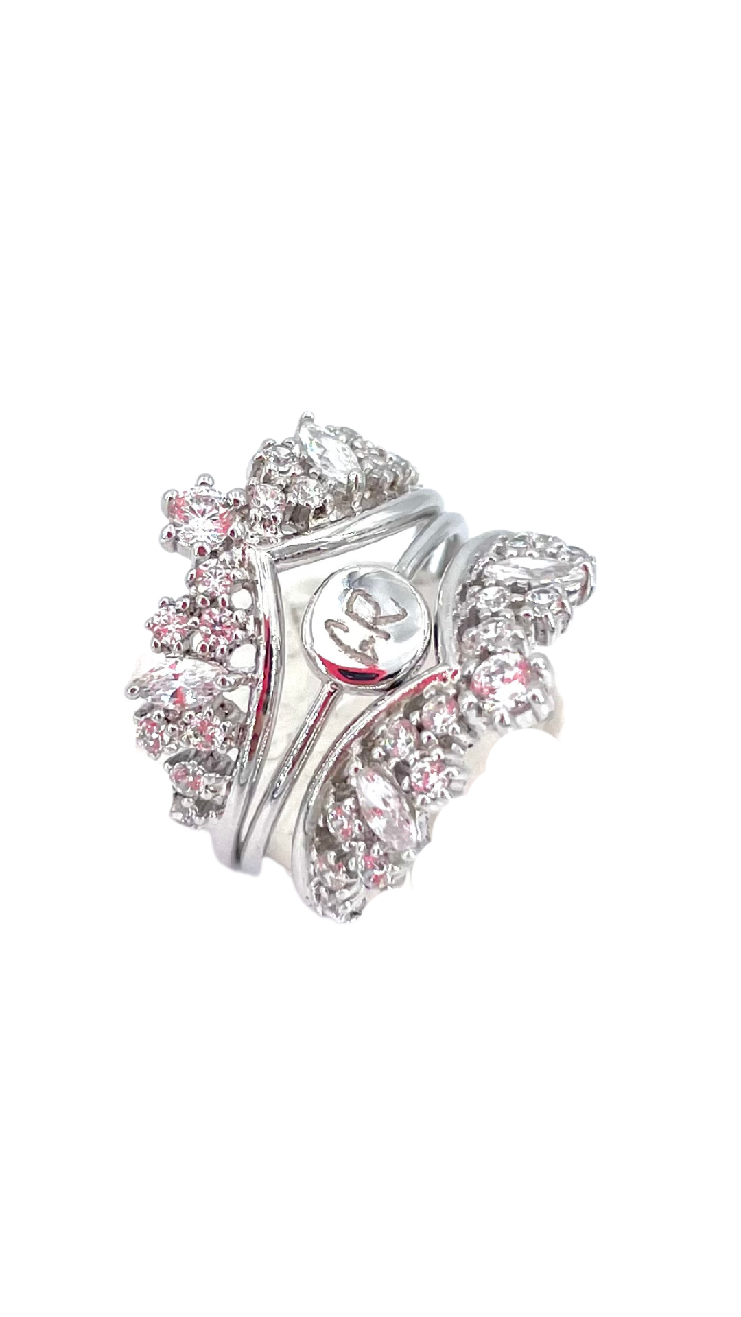 Clairette Collection bijoux gravés et personnalisés à la main bague queen double argent