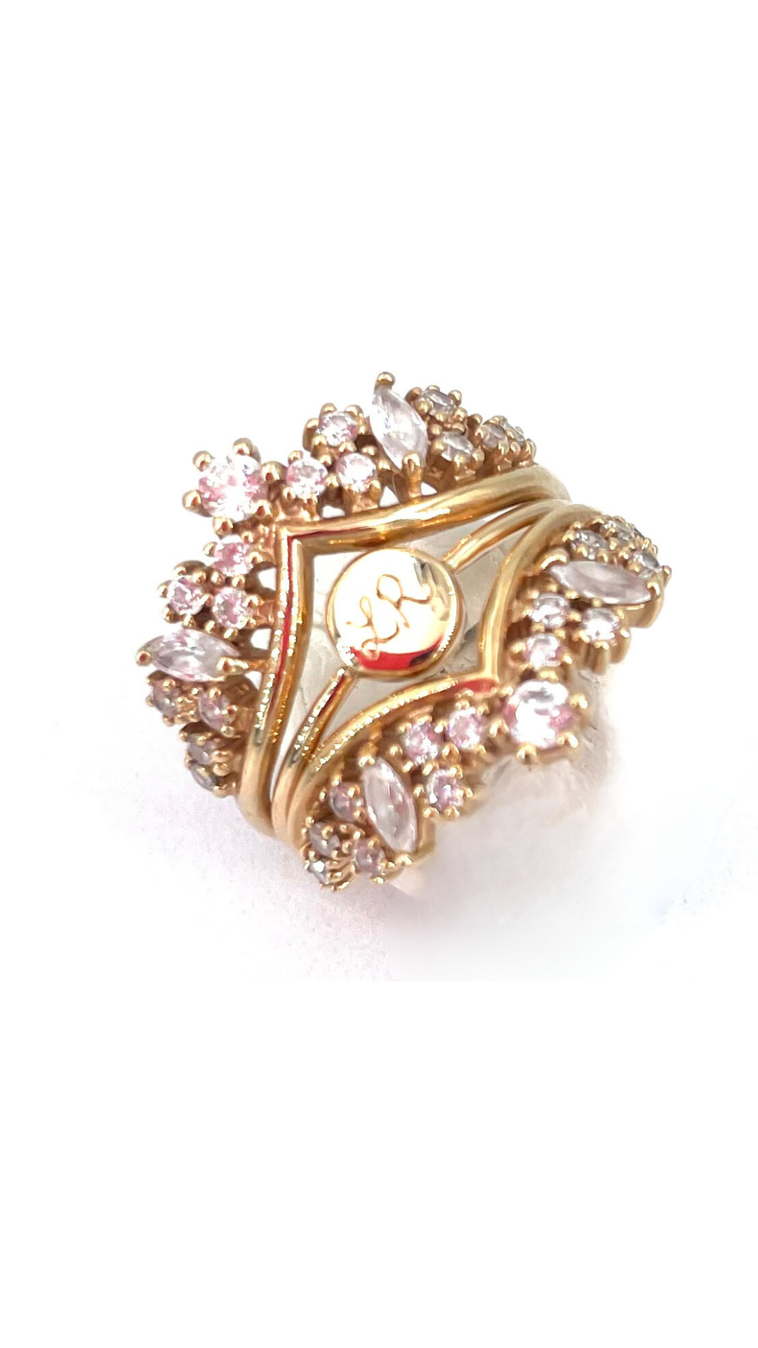 Clairette Collection bijoux gravés et personnalisés à la main bague queen double or jaune
